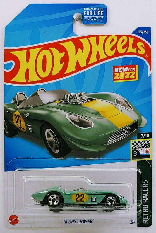 Hot Wheels 2022 - Collector # 123/250 - Retro Racers 7/10 - New Models - Glory Chaser - Pale Green - USA
