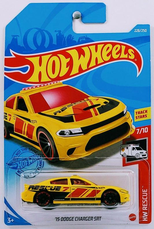 Hot Wheels 2021 - Collector # 228/250 - HW Rescue 7/10 - '15 Dodge Charger SRT - Yellow / Fire Rescue - IC