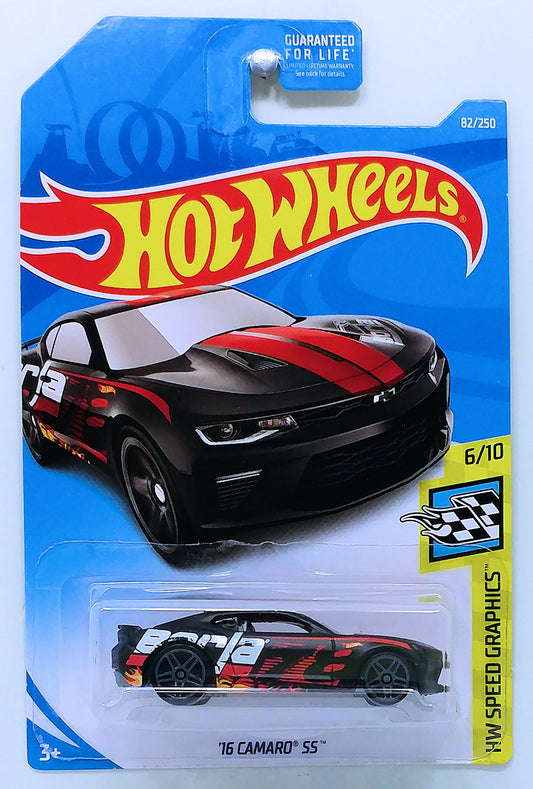 Hot Wheels 2019 - Collector # 082/250 - HW Speed Graphics 6/10 - '16 Camaro SS - Matte Black - USA