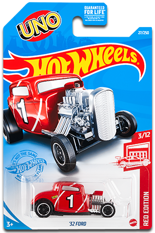 Hot Wheels 2021 - Collector # 027/250 - Red Edition 3/12 - '32 Ford - Red / Uno - USA Card - Target Exclusive