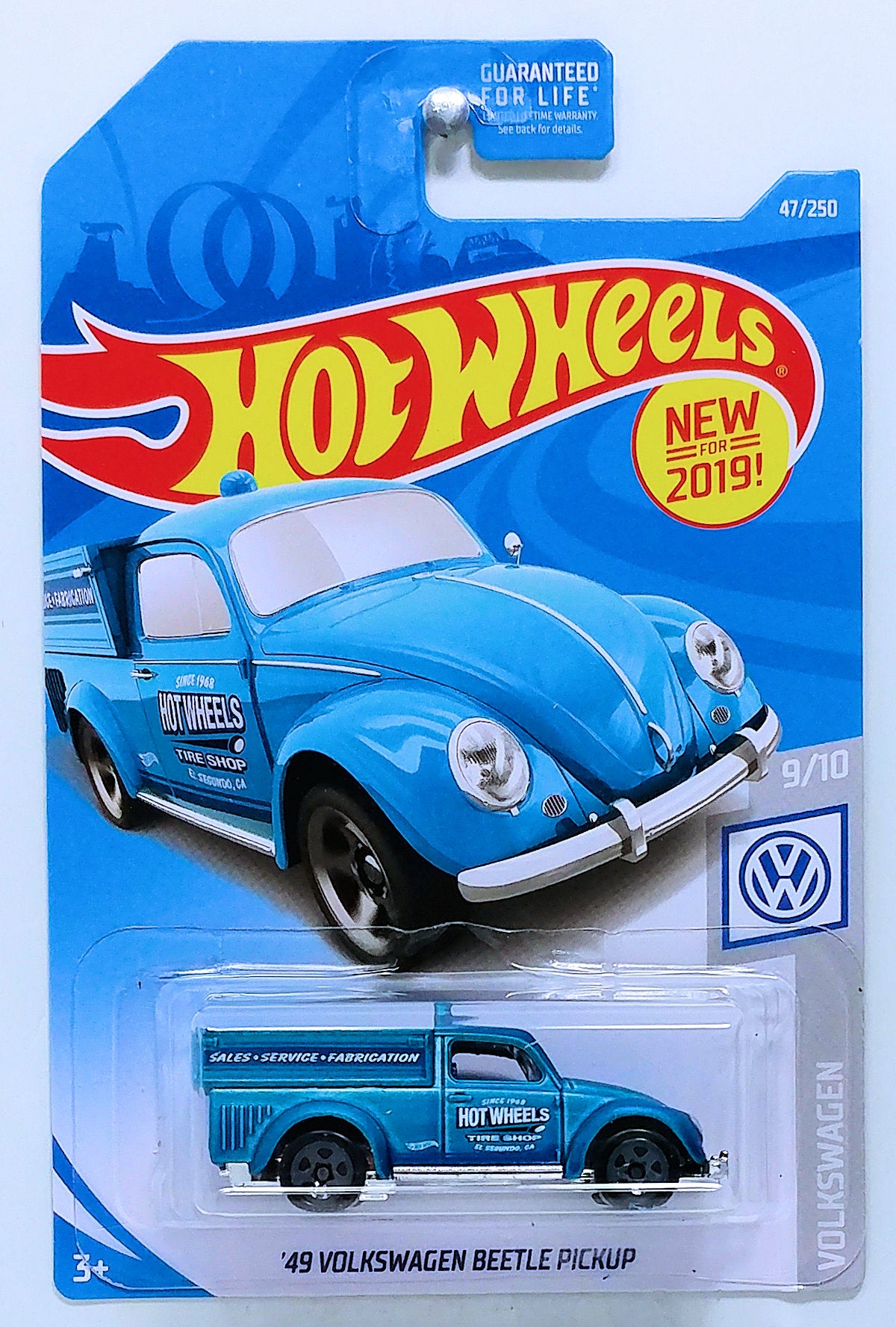 Hot Wheels 2019 - Collector # 047/250 - Volkswagen 9/10 - New Models - '49 Volkswagen Beetle Pickup - Satin Blue - USA