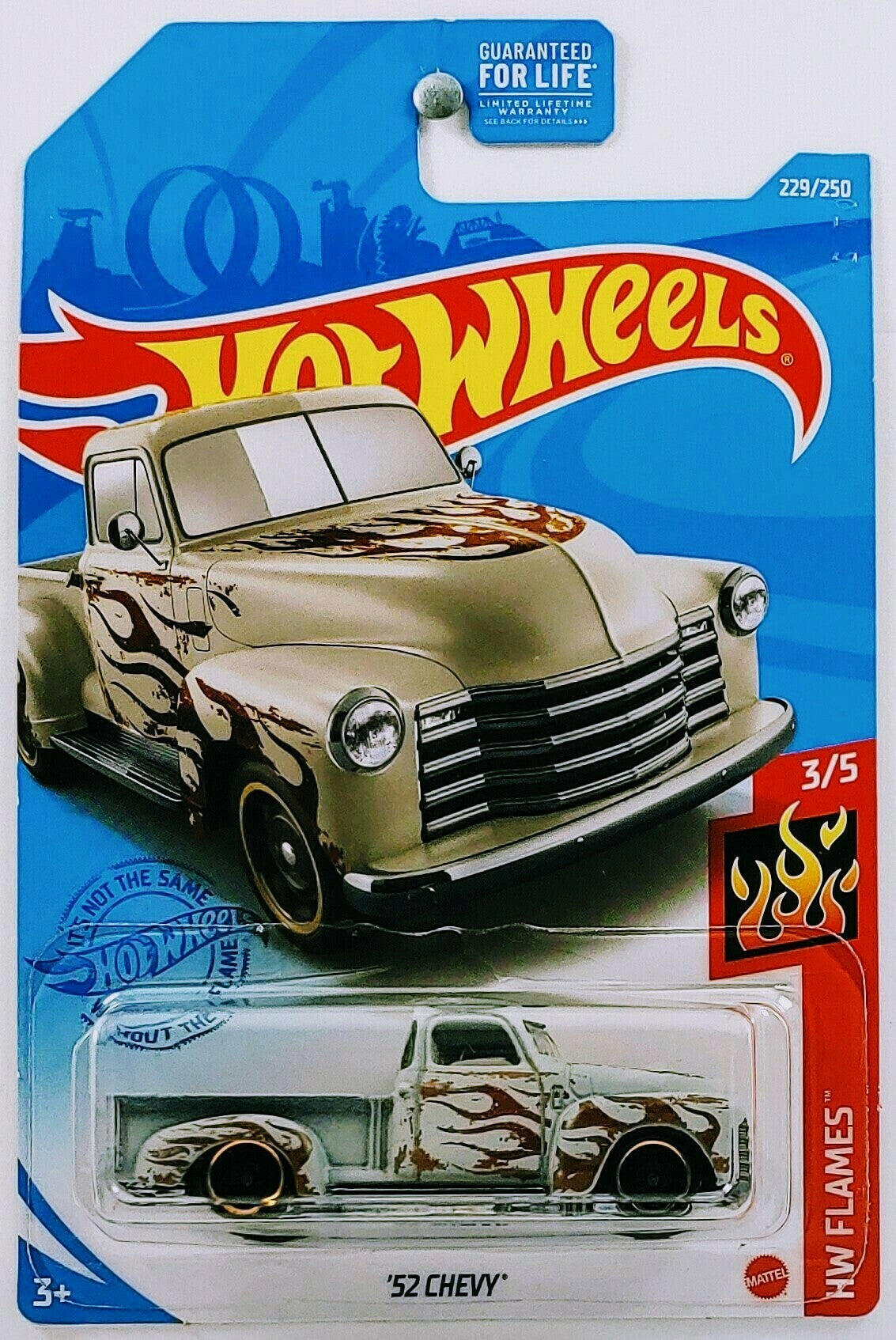 Hot Wheels 2021 - Collector # 229/250 - HW Flames 3/5 - '52 Chevy - Flat Gray - USA
