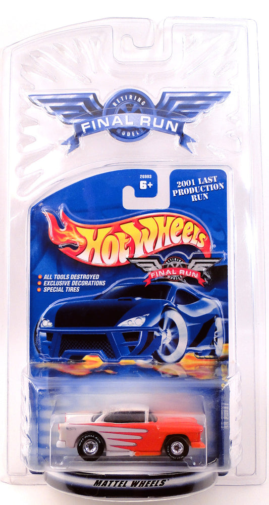 Hot Wheels 2001 - Final Run 2/12 - '55 Chevy - Red & White - Real Riders - Plastic Blister & Card - MPN 26993