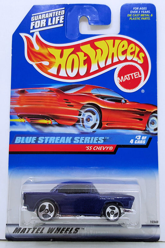 Hot Wheels 1997 - Collector # 575 - Blue Streak 3/4 - '55 Chevy - Spectraflame Blue - RCC