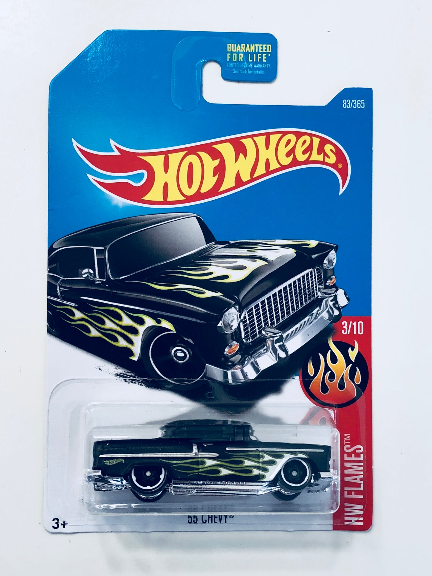 Hot Wheels 2017 - No Collector Number - HW Flames 3/10 - '55 Chevy - Dark Olive Green - Kmart Exclusive 02/18/2017