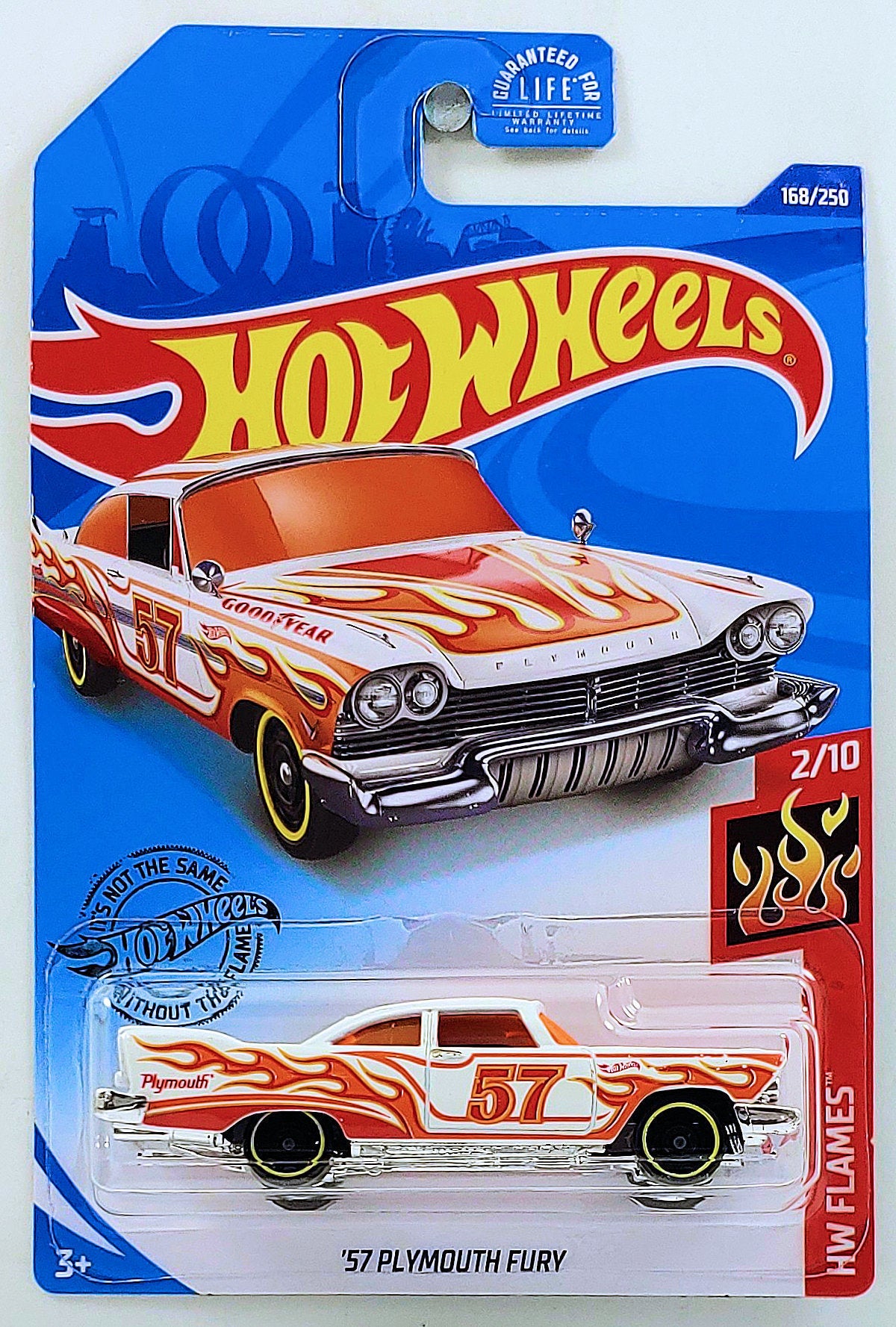 Hot Wheels 2020 - Collector # 168/250 - HW Flames 2/10 - '57 Plymouth Fury - White