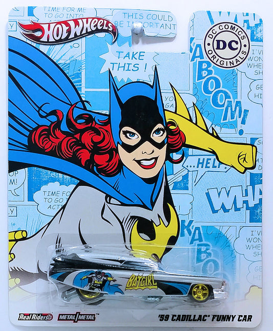Hot Wheels 2012 - Nostalgia / Pop Culture / DC Comics - '59 Cadillac Funny Car - Silver - Metal/Metal & Real Riders