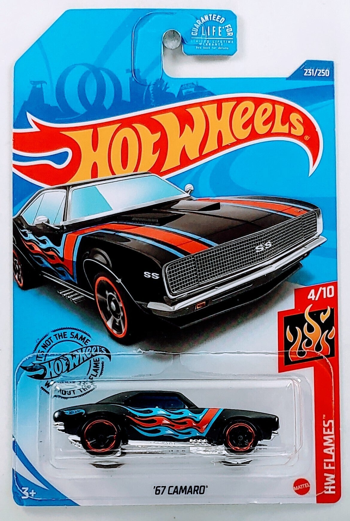 Hot Wheels 2020 - Collector # 231/250 - HW Flames 4/10 - '67 Camaro - Black - USA Card - Kroger Exclusive