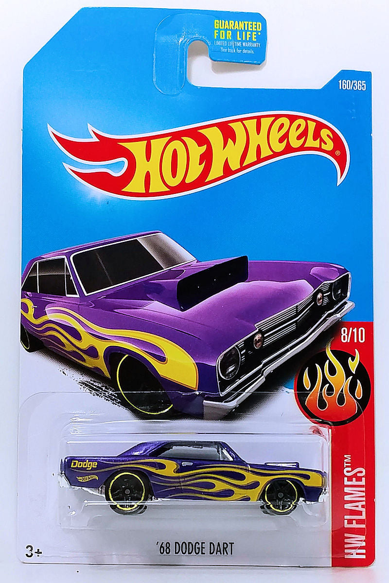 Hot Wheels 2017 - Collector # 160/365 - HW Flames 8/10 - '68 Dodge Dart - Metallic Purple