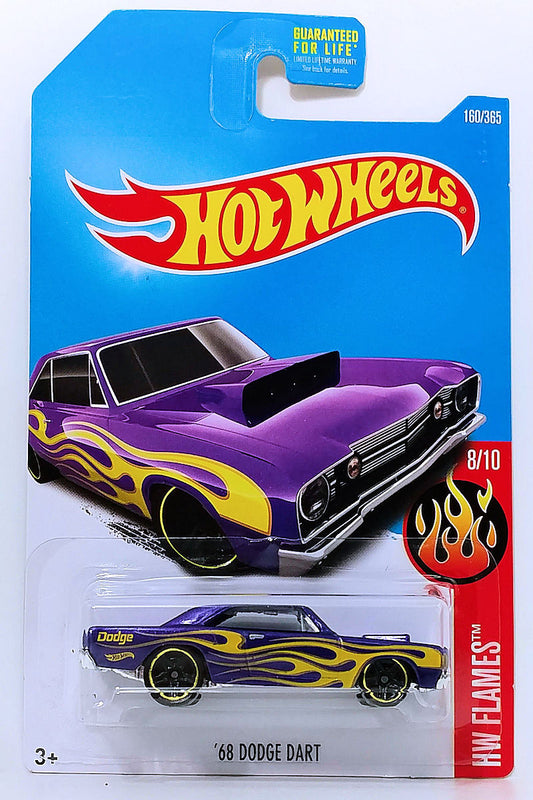 Hot Wheels 2017 - Collector # 160/365 - HW Flames 8/10 - '68 Dodge Dart - Metallic Purple