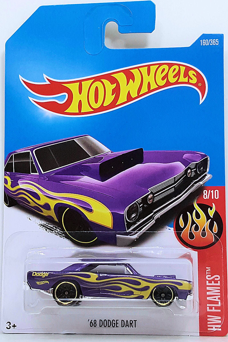Hot Wheels 2017 - Collector # 160/365 - HW Flames 8/10 - '68 Dodge Dart - Metallic Purple - IC