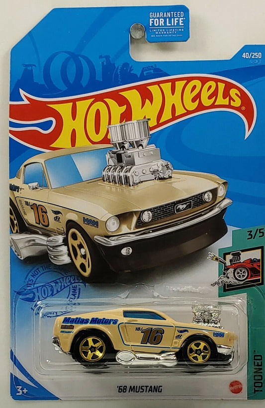 Hot Wheels 2021 - Collector # 040/250 - Tooned 3/5 - '68 Mustang - Tan / #16 - USA Card
