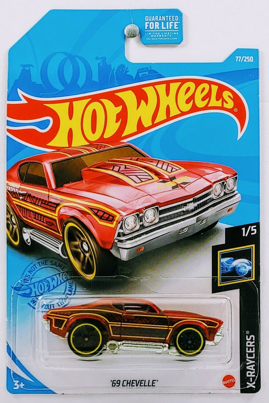 Hot Wheels 2021 - Collector # 077/250 - X-Raycers 1/5 - '69 Chevelle - Transparent Red - USA Card