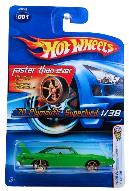Hot Wheels 2006 - Collector # 001/223 - First Editions 1/38 - '70 Plymouth Superbird - FTE - Fade Letters & White #s