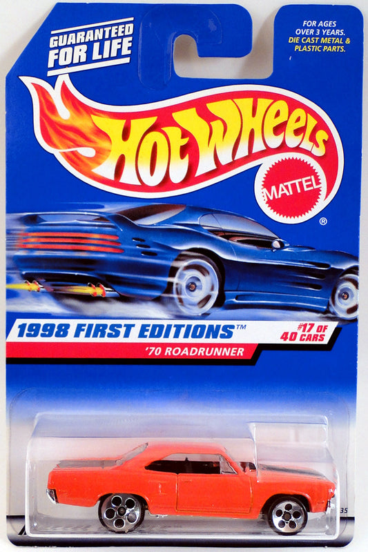 Hot Wheels 1998 - Collector # 661 - First Editions 17/40 - '70 Roadrunner - Orange - 5 Dots