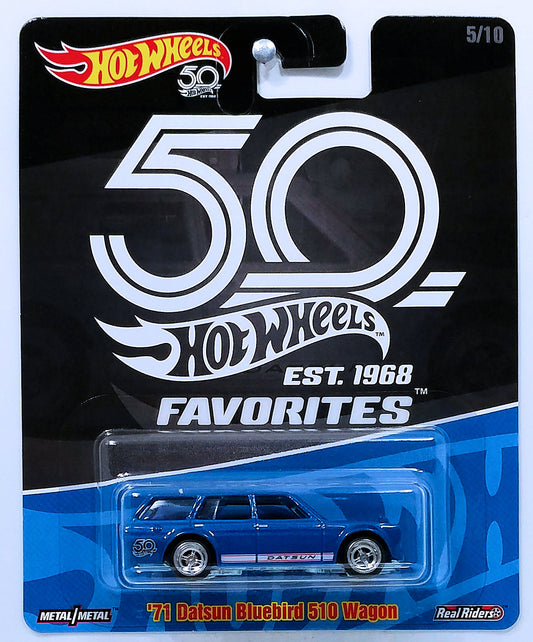 Hot Wheels 2018 - 50th Favorites 5/5 - '71 Datsun Bluebird 510 Wagon - Blue - Metal/Metal & Real Riders