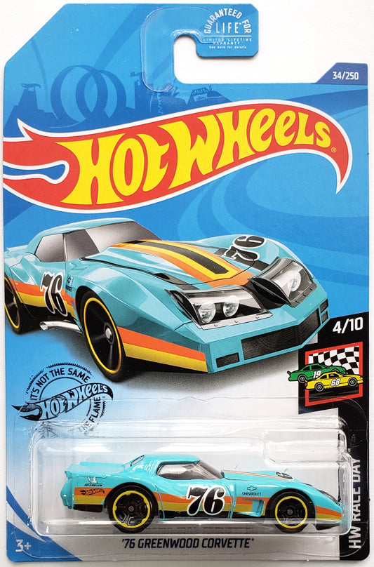 Hot Wheels 2020 - Collector # 034/250 - HW Race Day # 4/10 - '76 Greenwood Corvette - Turquoise - USA