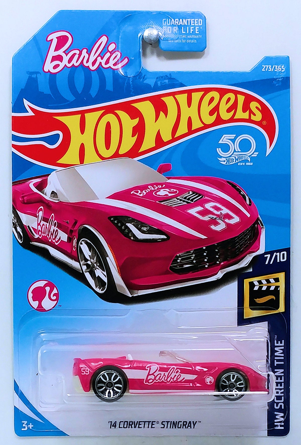 Hot Wheels 2018 - Collector # 273/365 - HW Screen Time 7/10 - '14 Corvette Stingray - Pink / Barbie - USA