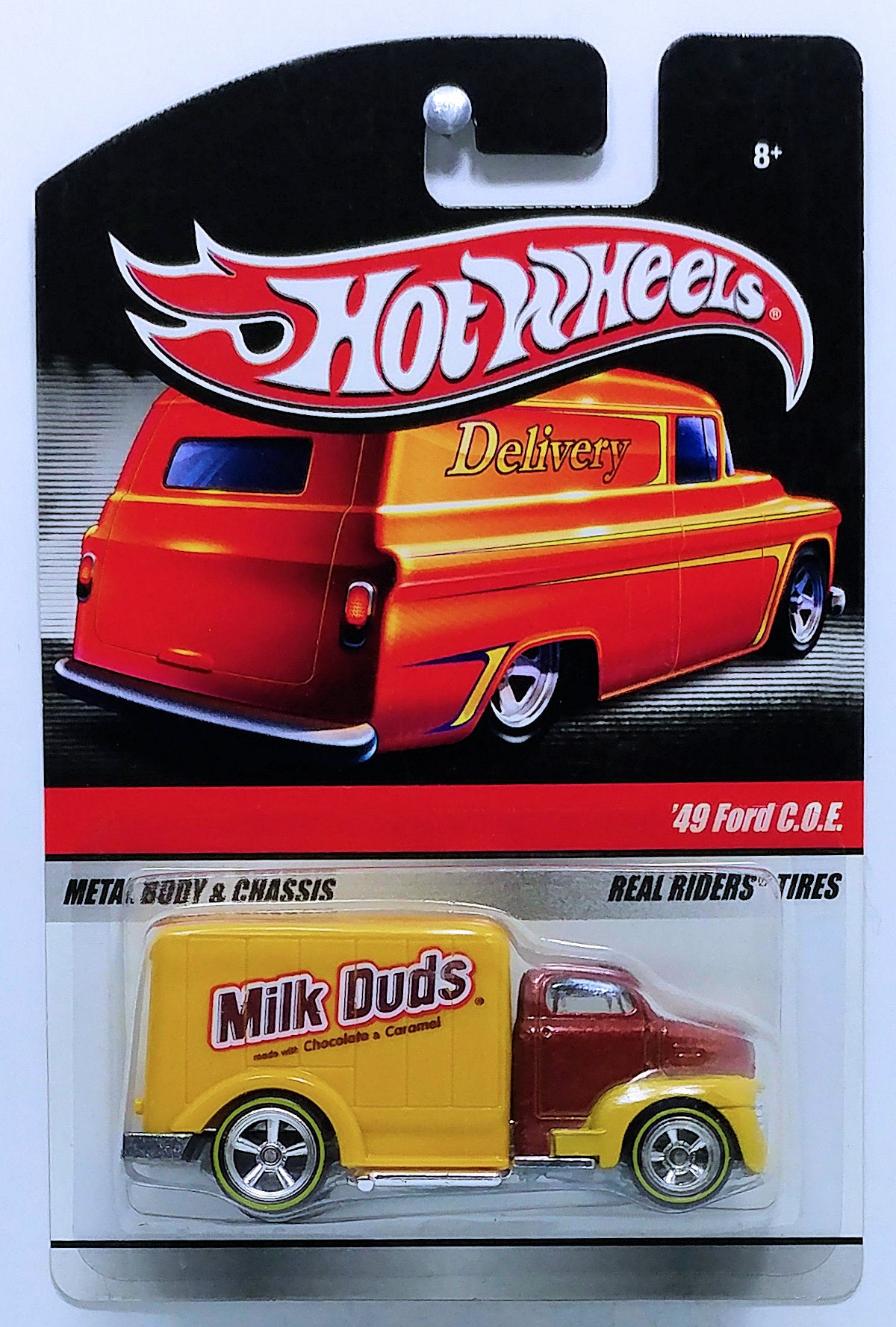Hot Wheels 2009 - Delivery / Sweet Rides - '49 Ford C.O.E. - Brown & Yellow / Milk Duds - Metal/Metal & Real Riders