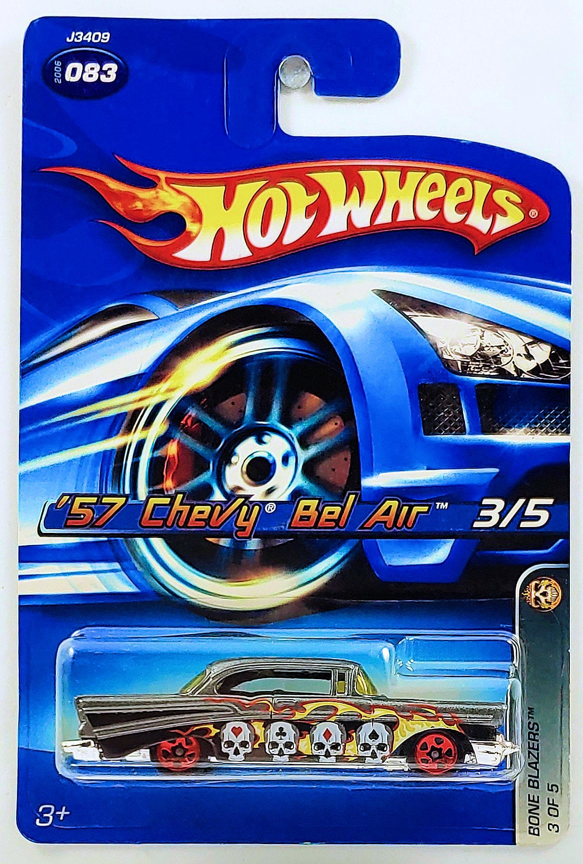 Hot Wheels 2006 - Collector # 083/223 - Bone Blazers 3/5 - '57 Chevy Bel Air - Gray - Opening Hood - USA