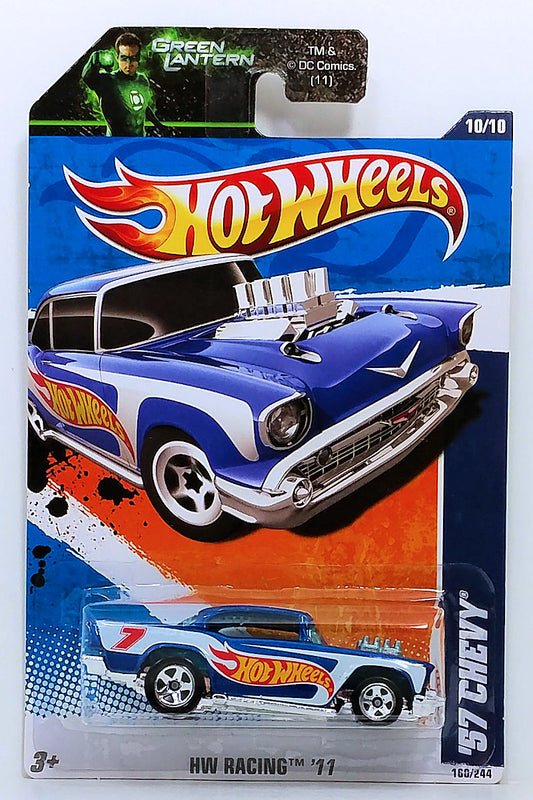 Hot Wheels 2011 - Collector # 160/244 - HW Racing 10/10 - '57 Chevy - Blue - USA 'Green Lantern'