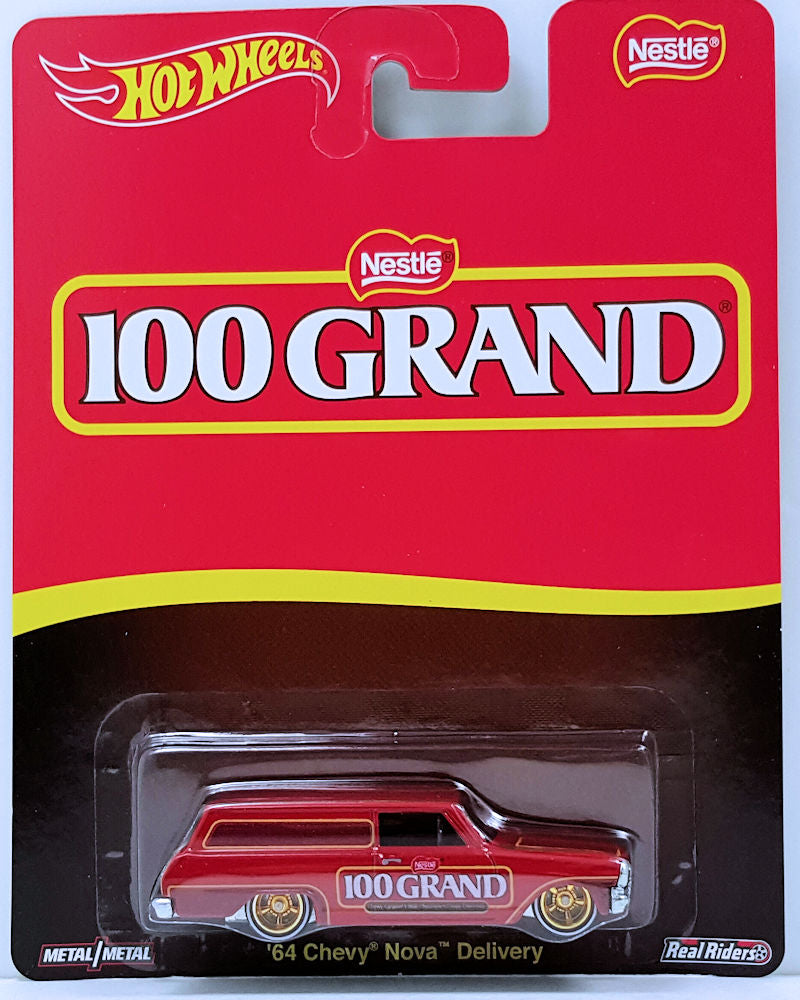 Hot Wheels 2016 - Pop Culture / Nestle - '64 Chevy Nova Delivery - Red / 100 Grand - Metal/Metal & Real Riders - MPN DJG74