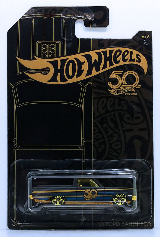 Hot Wheels 2018 - 50th Anniversary / Black and Gold Collection 6/6 - '65 Ford Ranchero - Matte Black - Gold PR5s