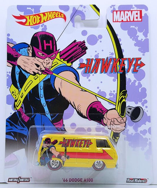 Hot Wheels 2016 - Pop Culture / Marvel - '66 Dodge A100 - Yellow with Hawkeye Graphics - Metal/Metal & Real Riders
