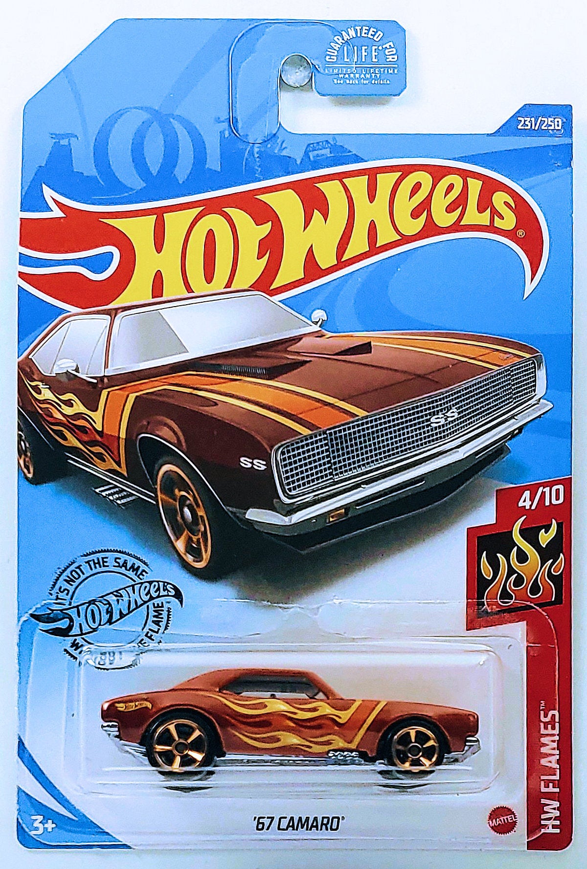 Hot Wheels 2020 - Collector # 231/250 - HW Flames 4/10 - '67 Camaro - Brown - USA Card