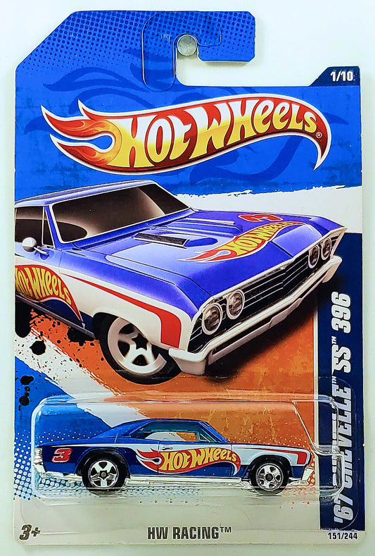Hot Wheels 2011 - Collector # 151/244 - HW Racing 1/10 - '67 Chevelle SS 396 - Blue - USA