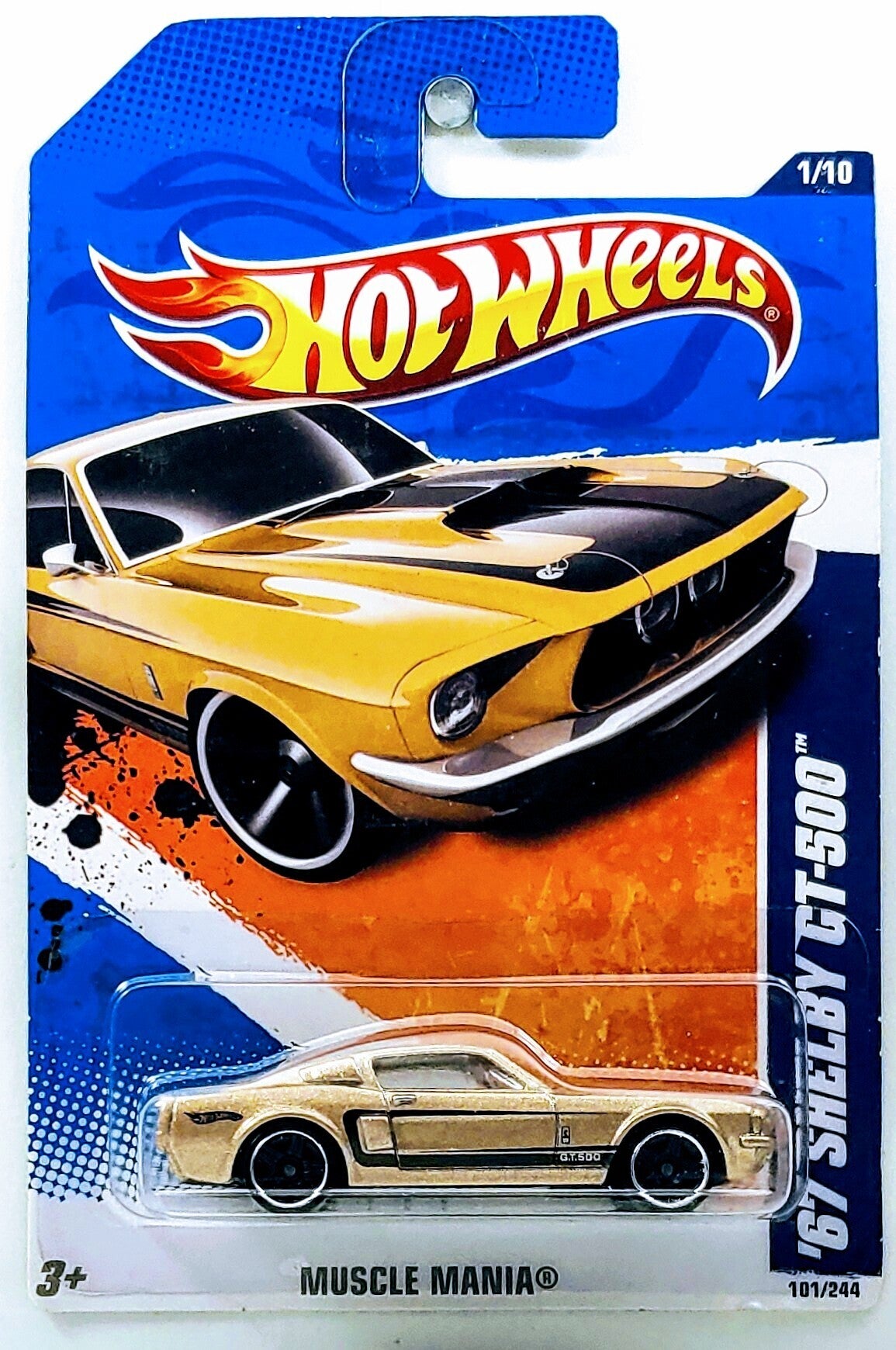 Hot Wheels 2011 - Collector # 101/244 - Muscle Mania 1/10 - '67 Shelby GT-500 - Gold - PR5 Wheels