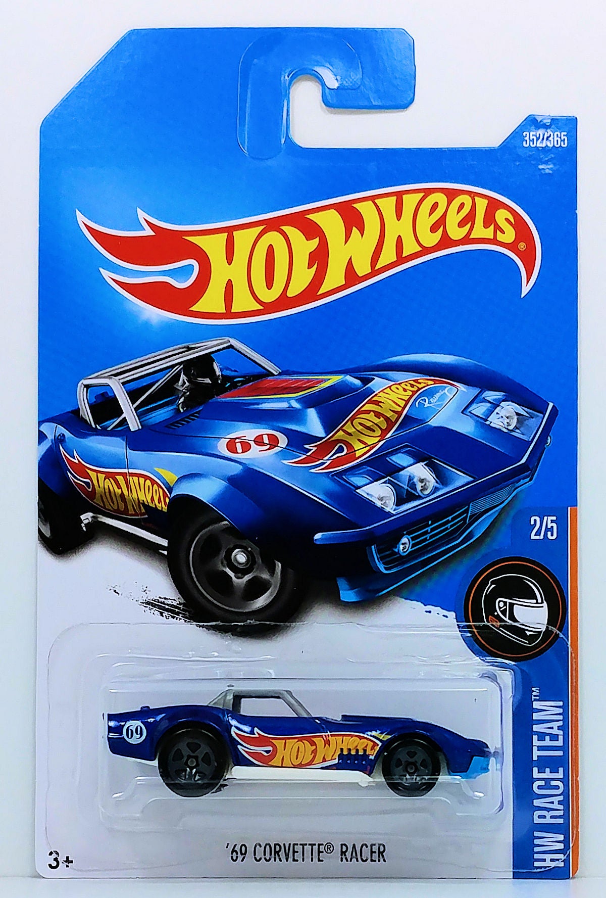 Hot Wheels 2017 - Collector # 352/365 - HW Race Team 2/5 - '69 Corvette Racer - Blue - IC