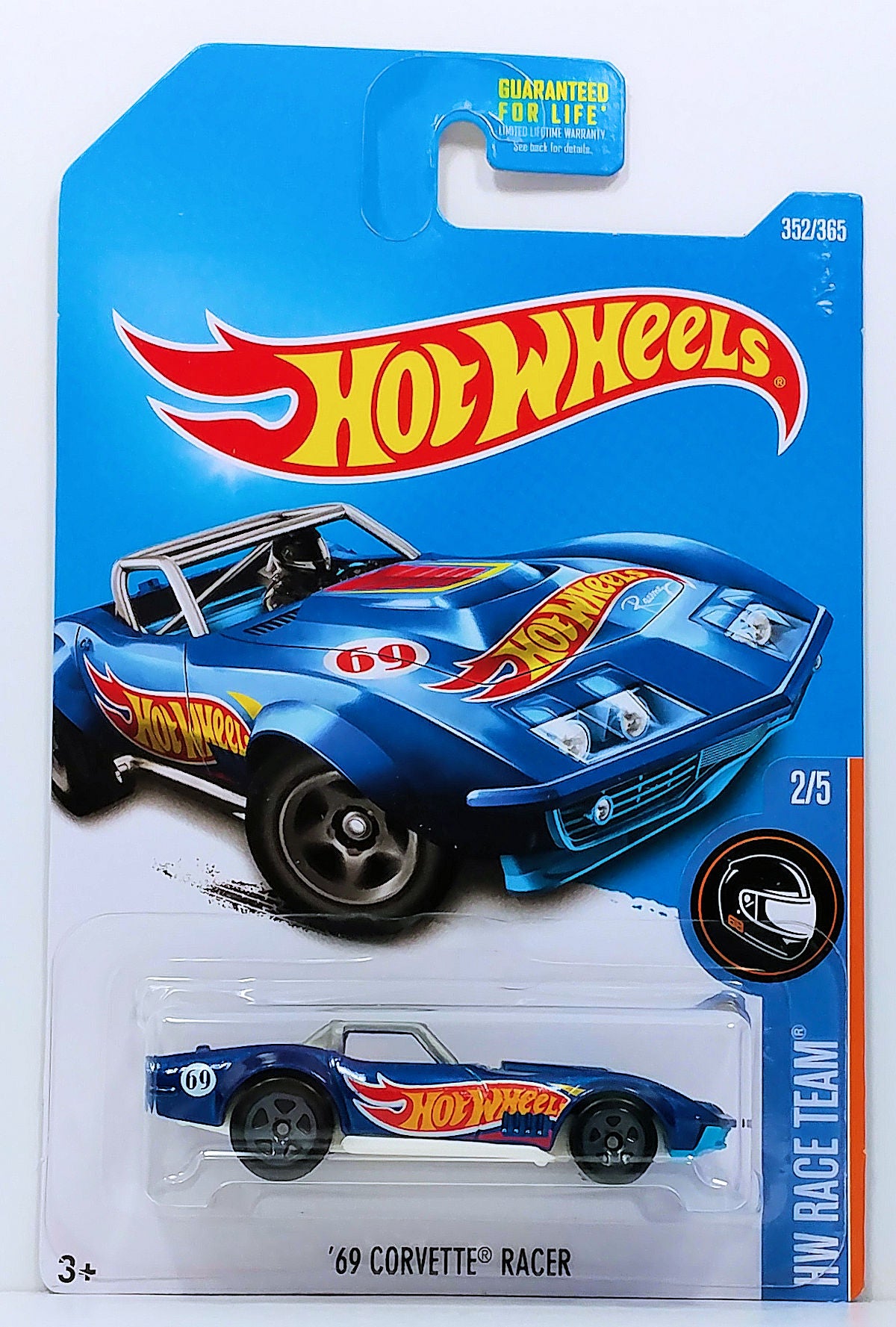 Hot Wheels 2017 - Collector # 352/365 - HW Race Team 2/5 - '69 Corvette Racer - Blue - USA