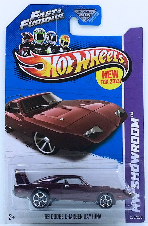 Hot Wheels 2013 - Collector # 200/250 - HW Showroom / Garage / New Models - '69 Dodge Charger Daytona - Metallic Maroon - USA
