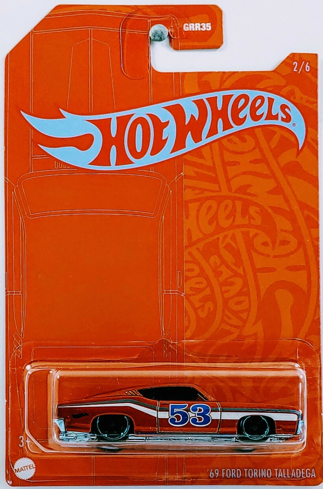 Hot Wheels 2021 - 53rd Anniversary / Orange and Blue / Wave 2 # 2/6 - '69 Ford Torino Talladega - Orange - IC