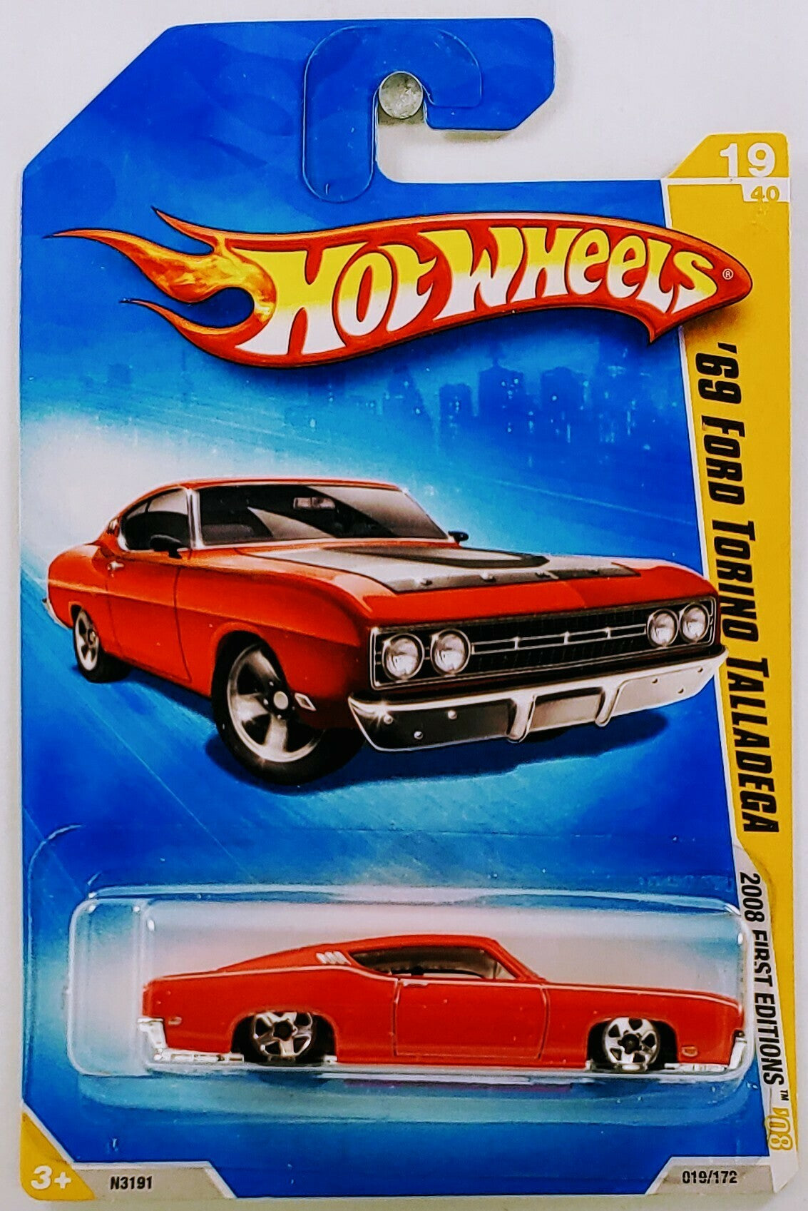 Hot Wheels 2008 - Collector # 019/172 - First Editions 19/40 - '69 Ford Torino Talladega - Red - IC