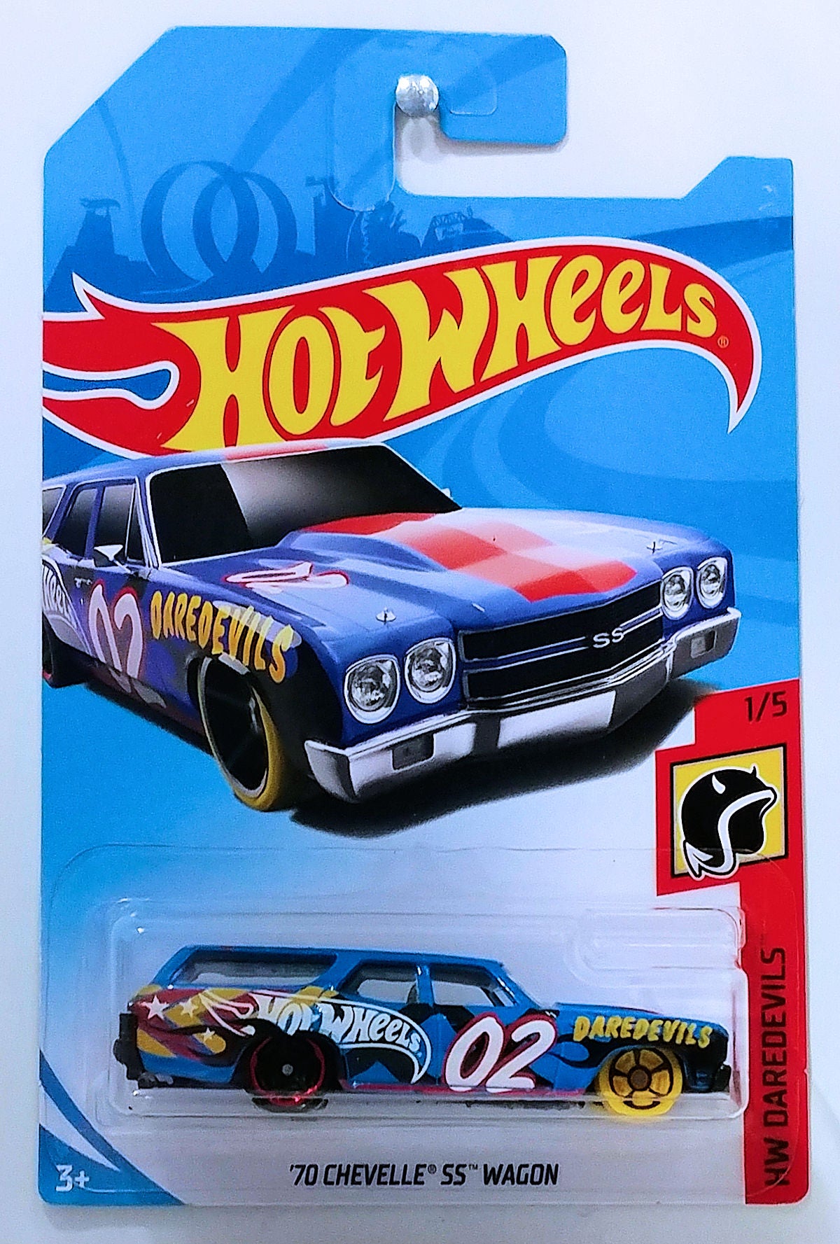 Hot Wheels 2018 - Collector # XXX/365 - HW Daredevils 1/5 - '70 Chevelle SS Wagon - Blue - IC