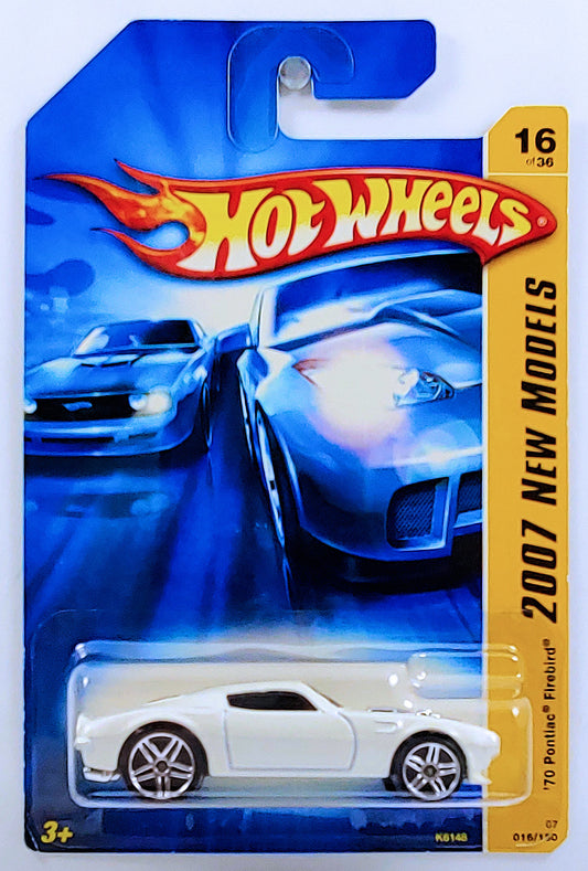 Hot Wheels 2007 - Collector # 016/180 - New Models 16/36 - '70 Pontiac Firebird - White - 'Scum Bum' on Rear Spoiler - USA
