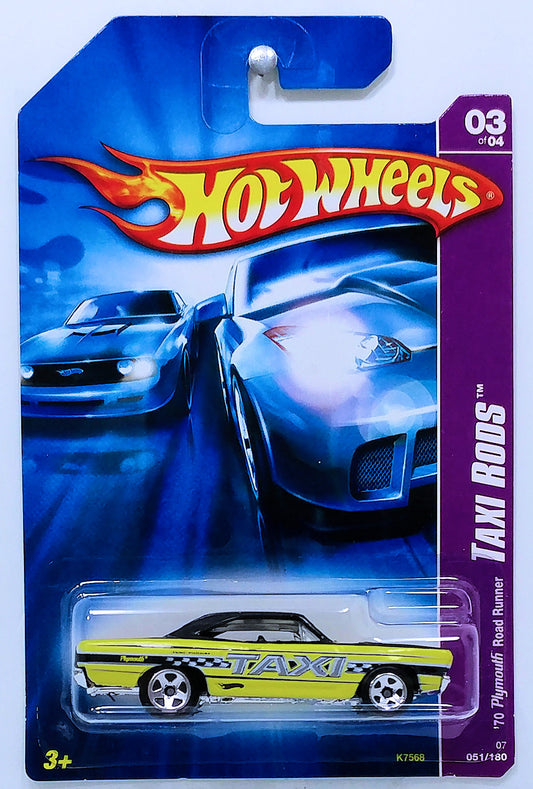 Hot Wheels 2007 - Collector # 051/180 - Taxi Rods 03/04 - '70 Road Runner - Black - Gray 'Taxi' - USA