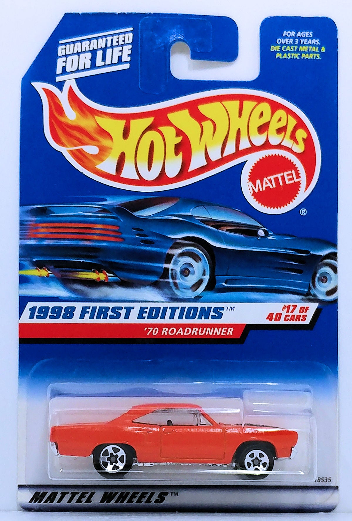 Hot Wheels 1998 - Collector # 661 - First Editions 17/40 - '70 Road Runner - Orange - 5 Spokes
