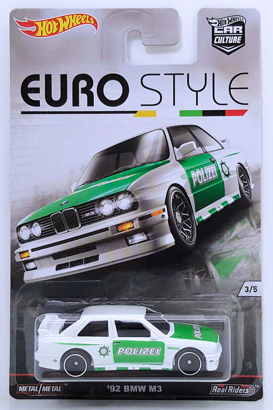 Hot Wheels 2016 - Car Culture / Euro Style 3/5 - '92 BMW M3 - White - 'NEW' HW MCRR Wheels - Metal/Metal & Real Riders