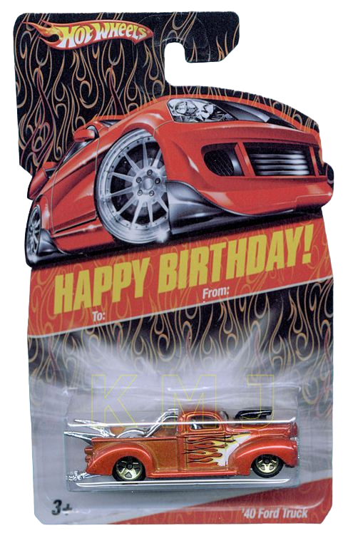 Hot Wheels 2008 - Happy birthday Card Series - '40 Ford Truck - Metallic Red - Gold 5 Spokes - Walmart Exclusive