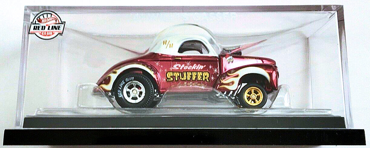 Hot Wheels 2022 - RLC Exclusive / Holiday Car / Stocking Stuffer - '41  Willys Gasser - Spectraflame Red - Metal/Metal & Real Riders - Acrylic  Display 