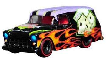 Hot Wheels 2010 - Troy Lee Designs # R8633 - '55 Chevy Panel - Black - Awesome Graphics - Metal/Metal & Real Riders - Limited to just 1,000 produced.
