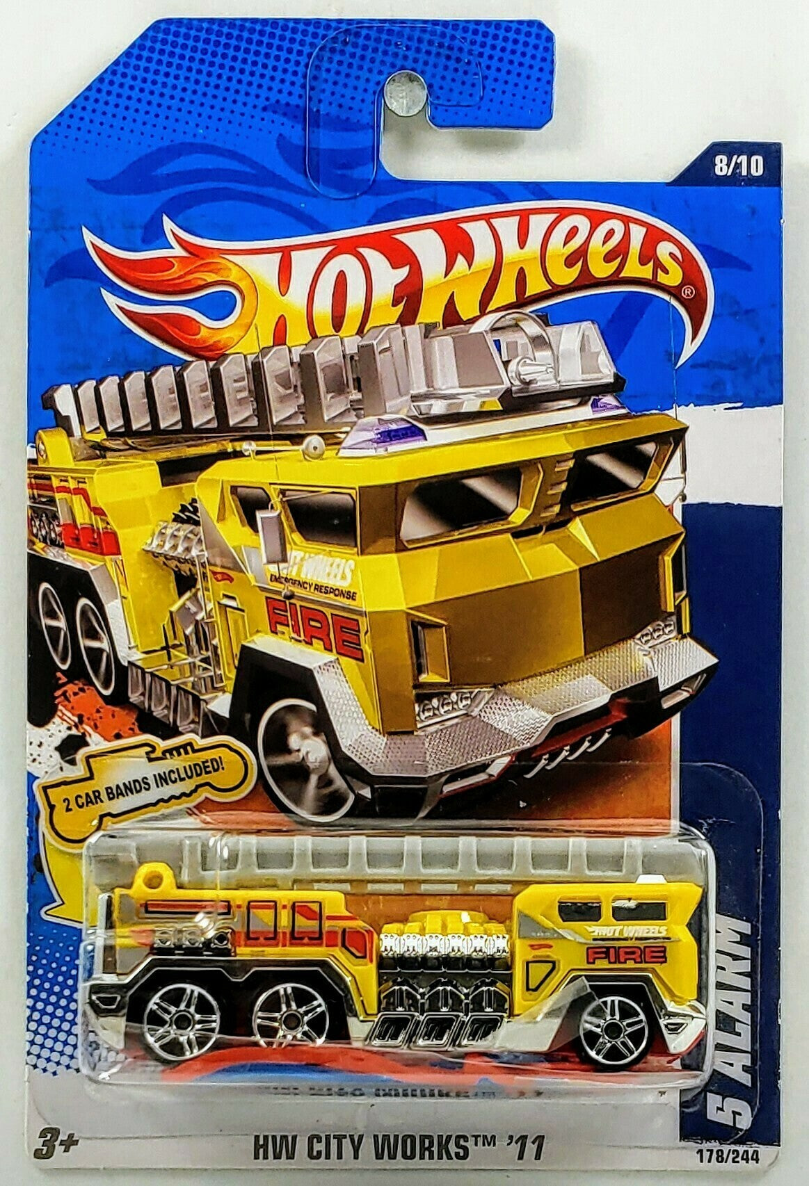 Hot Wheels 2011 - Collector # 178/244 - 5 Alarm (Fire Truck) - Rubber Car Bands