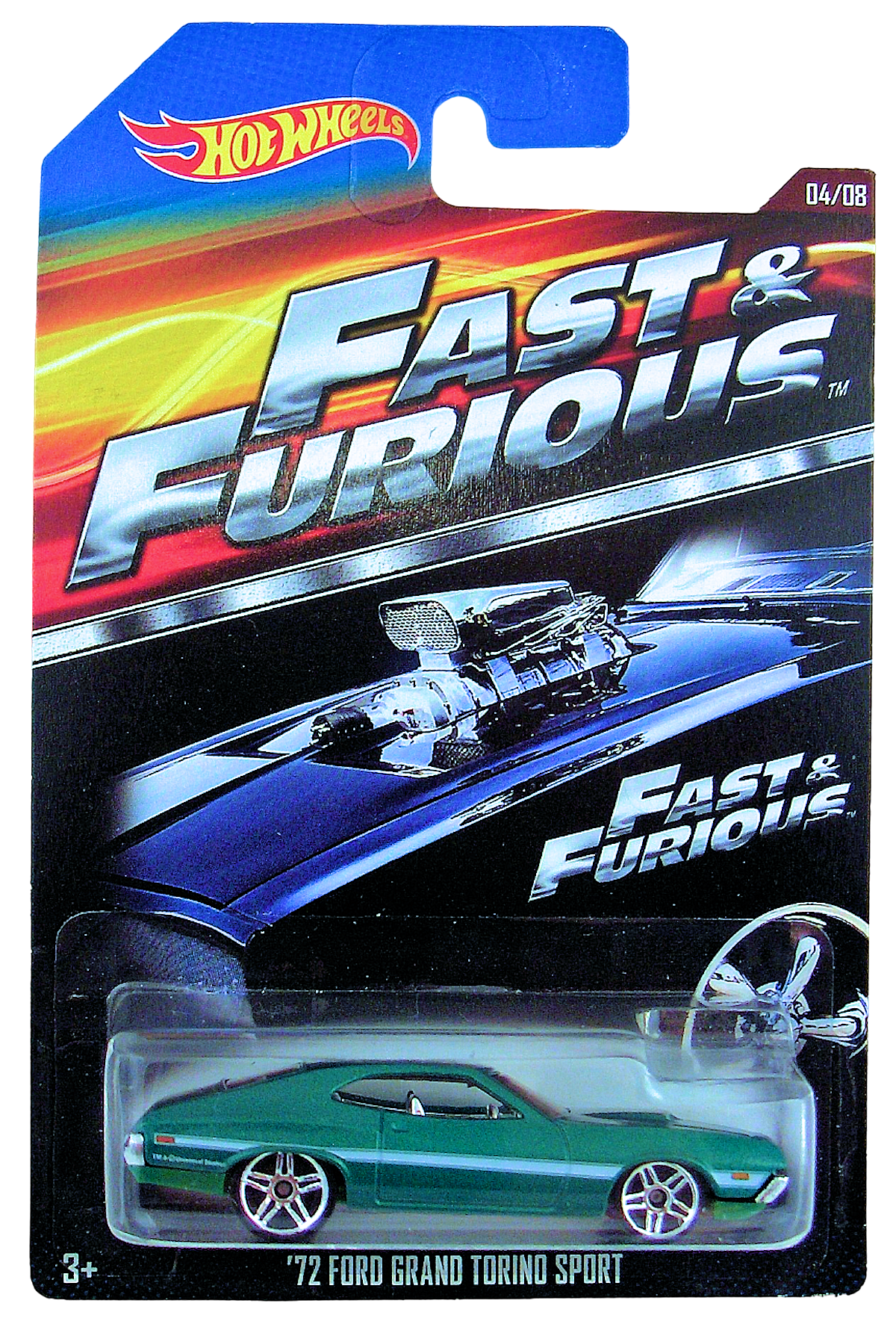 Hot Wheels 2015 - Fast & Furious 4/8 - '72 Ford Grand Torino Sport - Green - Walmart Exclusive - Gran is misspelled as 'GRAND' on Card