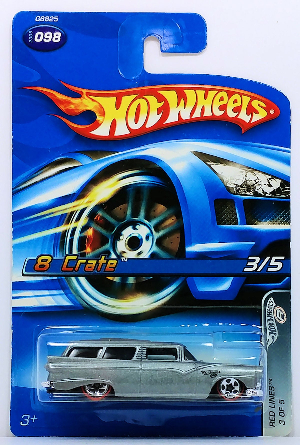 Hot Wheels 2005 - Collector # 098/183 - Red Lines 3/5 - 8 Crate - Gray Metallic - 5 Spokes with Redlines - Thailand - USA '06