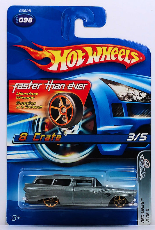 Hot Wheels 2005 - Collector # 098/183 - Red Lines 3/5 - 8 Crate - Gray Metallic - Faster Than Ever - Malaysia
