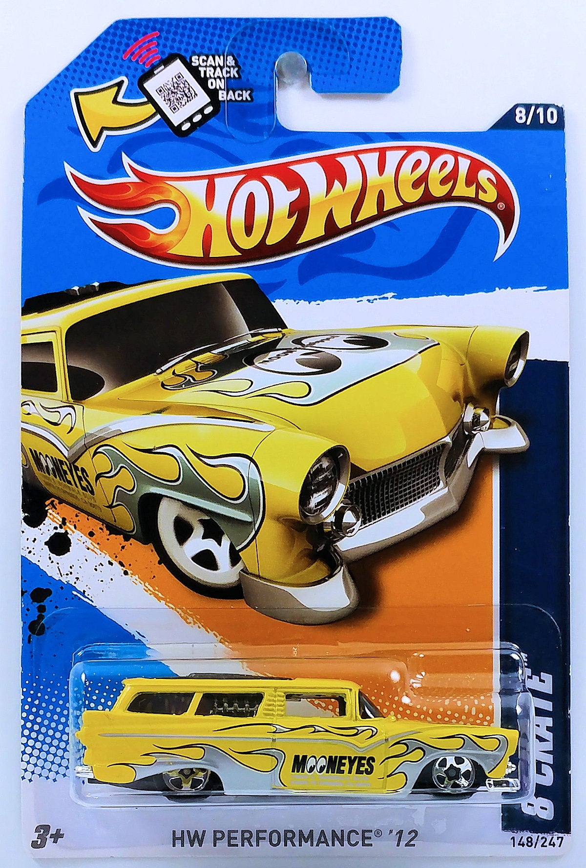 Hot Wheels 2012 - Collector # 148/247 HW Performance 8/10 - 8 Crate - Yellow / Mooneyes - USA