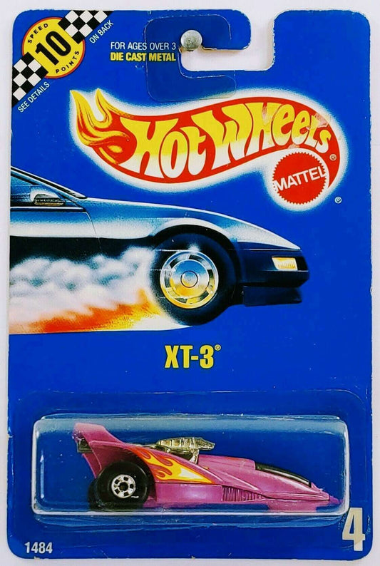 Hot Wheels 1990 - Collector # 4 - XT-3 - Purple - BW Wheels - USA